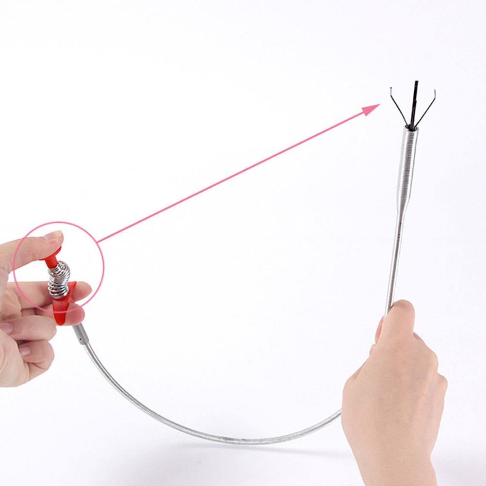 Drain Snake Flexible - เครื่องมือทำความสะอาดท่อระบายน้ำแบบมืออาชีพ ขนาด 85 ซม. ดีไซน์สปริงยืดหยุ่น พร้อมด้ามจับด้านล่าง