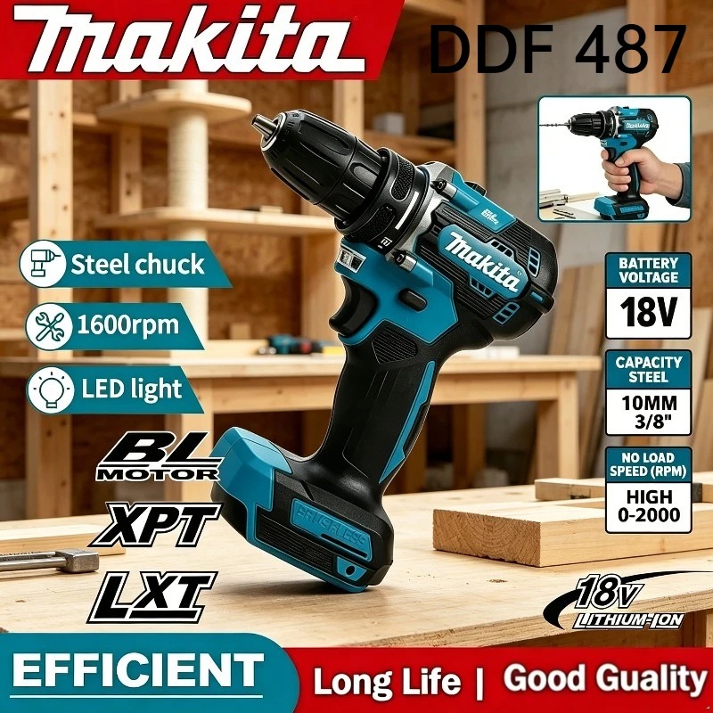 Makita Drill Ddf484 - มาคิตะ DDF487 18V สว่านไร้สายแบบไร้แปรงถ่าน ไขควงไฟฟ้า เครื่องขันกระแทก